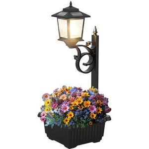 2 in 1 Solar Lamp Post Light with Planter, Waterproof, Solar Light Flower Pot...
