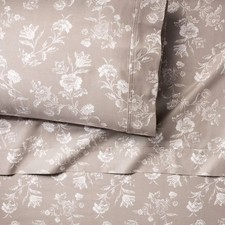 King Printed Performance 400 Thread Count Sheet Set Khaki Floral - Threshold New
