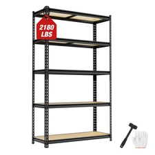 WORKPRO 35.4"x15.7" x 72" 5-Tier Metal Storage Shelf Heavy Duty Adjustable Black