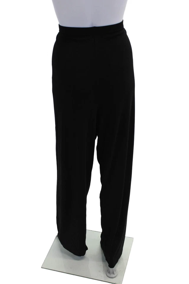 Calça casual Eileen Fisher feminina elástica cintura larga perna preta tamanho M - Imagem 3 de 4