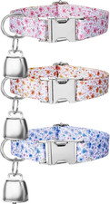 3 Pack Floral Goat Collars with Bells Adjustable Sheep Collar