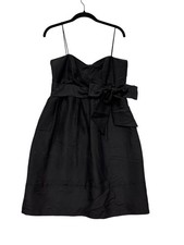Jenny Yoo Collection Black Silk Dress Size 8 With Bow Detail #385A