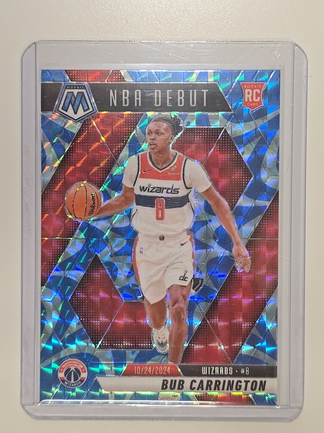 2024-25 Mosaic NBA Debut Bub Carrington RC #259 Reactive Blue Mosaic Prizm