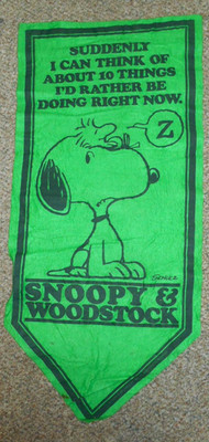 VTG 1971 Peanuts  Snoopy Woodstock 10 Things I'd Rather Be Doing Felt Banner