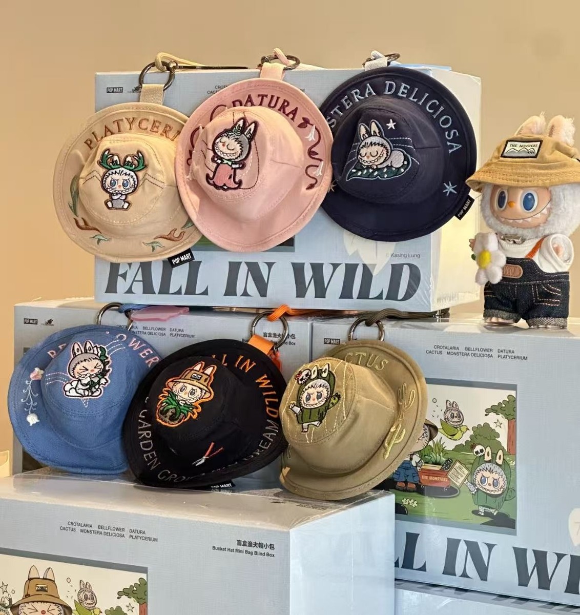 The Monsters Fall in Wild  Blind Box Bucket Hat Small Bag Gift New