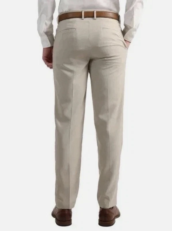 Pantalones de vestir Kenneth Cole para hombre ajustados cintura elástica cómodos azul, bronceado Foto 2 de 4