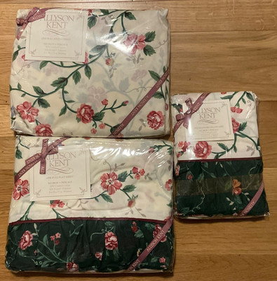 Allyson Kent FULL FITTED+FLAT Sheet+2 PILLOW CASE Chelsea Cottage Floral FarmNEW