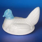 VTG Westmoreland (?) Light Blue Slag Head with White Body Hen On Nest TOP ONLY