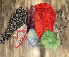 Vintage Sheer Scarf Lot of 8 Floral Geometric Animal Print Red Green Scarves