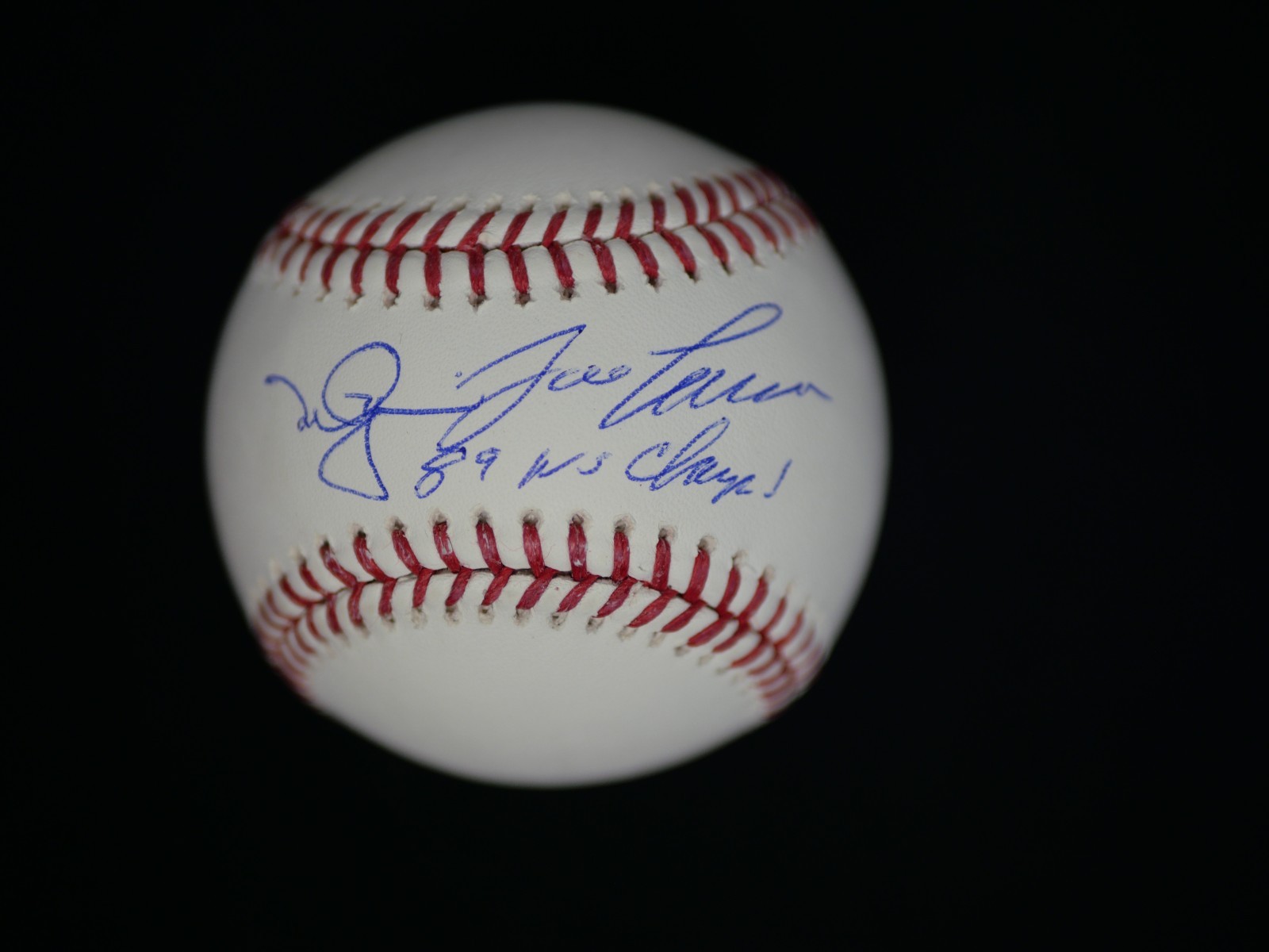 Mark McGwire Autographed Signed Oakland Athletics JOSE CANSECO DUAL OMLB BASEBALL W/ "1989 WS CHAMPS!" JSA COA 