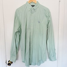 VTG Ralph Lauren Mens Shirt M/L Classic Fit Button Up Mint Green Oxford 16 34/35