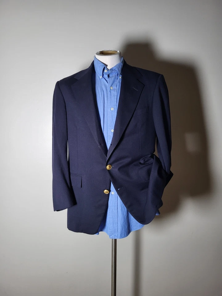 Vtg 38S POLO Ralph Lauren Canvas Gold Buttons Flannel Blazer Jacket Sport Coat - Image 3 of 4