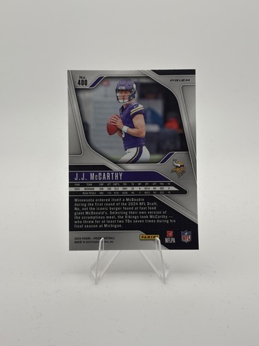Panini Prizm 2024 - Rookies J.J. McCarthy #400 rojo blanco y azul Prizm (RC) - Imagen 2 de 2