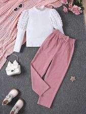 Children's Puff Sleeve Top and Pants Set