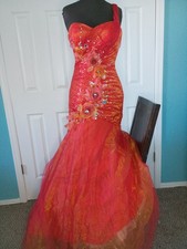 Tony Bowls Paris Size 6 Red Tangerine Gown Dress New with Tags Free US Shipping