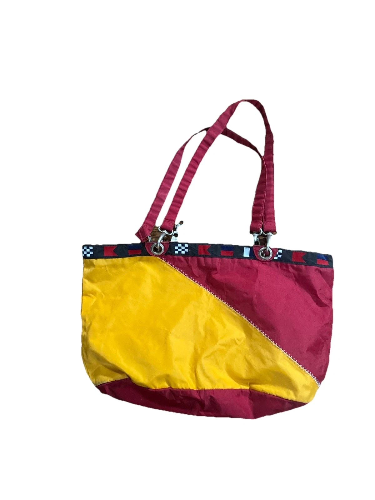 Unisex LL Bean Boat And Tote Sailcloth Red Gold Nautical Bag