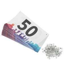 Running Bib Numbers 7x4 Inch, 1-50 Waterproof Competitor Number, Multicolor