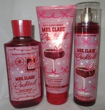 Bath  Body Works Wash Cream Fragrance Mist Set Lot of 3 MRS. CLAUS' COCKTAIL