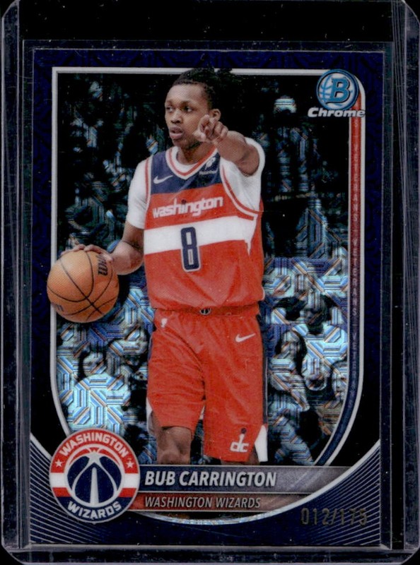 2025-26 Bowman Bub Carrington Chrome Navy Mojo Refractor #/175 Wizards