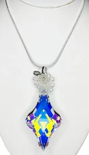 Kirks Folly  Diamond Crystal Open Ring Charm Necklace silvertone