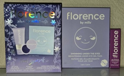 Florence Bundle Under Eye Hydrating & Brightening Pads, Lip Mask & Balm & Mask