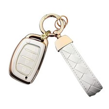 Key Fob Cover Keychain Fit for Hyundai Elantra Tucson Sonata Lvory White