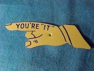 Early 20thc TIN HAND Bar SPINNER Game YOUR IT !