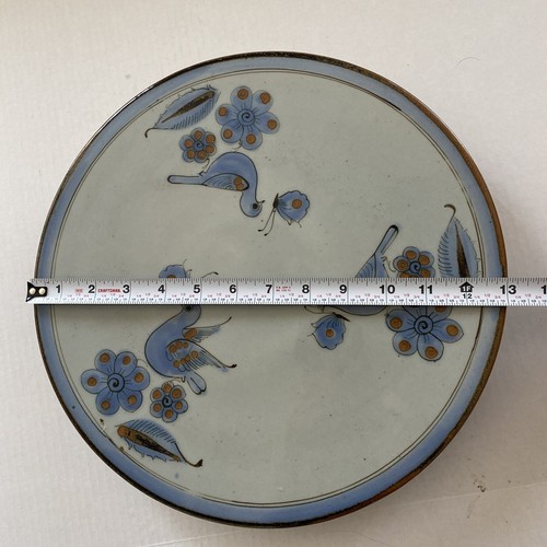 KEN EDWARDS POTTERY EL PALOMAR CAKE STAND 13" LARGE BIRD & BUTTERFLIES BLUE EUC - Picture 9 of 11