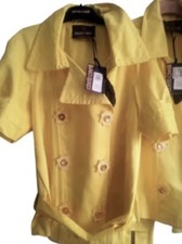 Roberto Cavalli Satin Blazer 40 Double Breasted Structured Button Silk Yellow