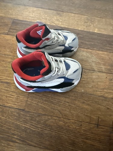 Puma Boys RS-X3 Puzzle Running Sneakers White Blue Red Gray 372359-05 Size 4c - Picture 4 of 7