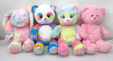 Build A Bear Lot of 4 Tie Dye Pastel Bunny Rainbow Bright Pand Beary Fairy Pink
