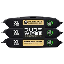 DUDE Wipes Flushable Wipes, XL Wet Wipes for at Home Use, Shea BUTTer 144 Count