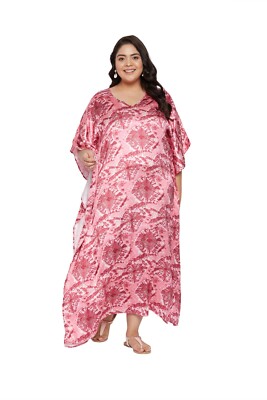 Women Satin Kaftan Plus Size Maxi Caftan Beach Cocktail Party Long Gown Sundress