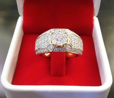 2Ct Round Cut Diamond Wedding Band Lab-Created Pinky Ring 14K Yellow Gold Over