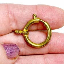 1 Large Gold Tone Spring Ring for Pocket Watch Chain Repair