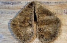Vintage Faux Fur Stole Shoulder Wrap Shawl Capelet Brown.