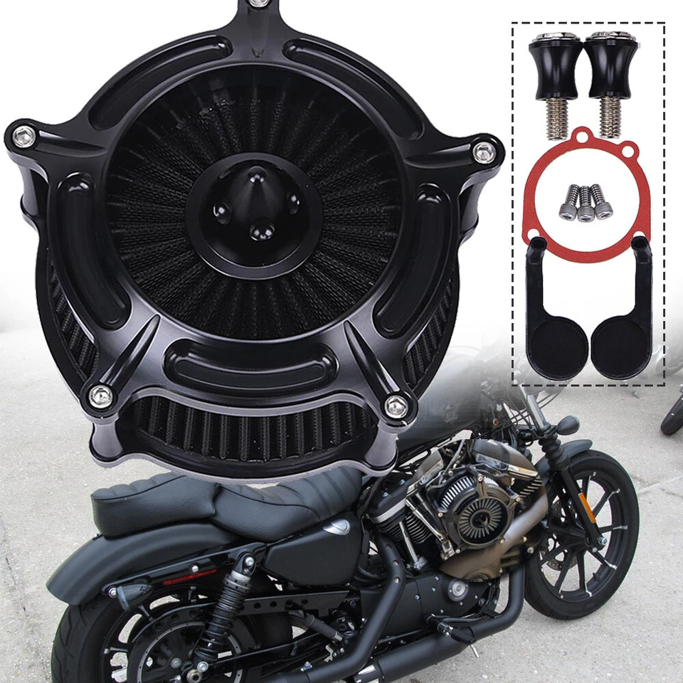 Filtro de admisión de filtro de aire de turbina negro para Harley Sportster Iron 883 1200 48 72 Foto 3 de 4