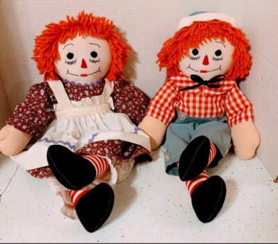 Handmade Raggedy Ann and Andy Dolls 14 inches