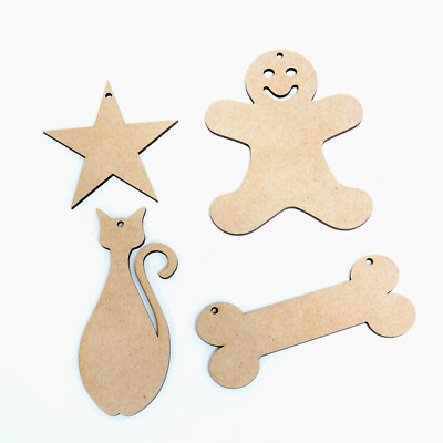 Holz Lebkuchen Männer Hundeknochen Stern Katze Basteln Formen 100 mm MDF