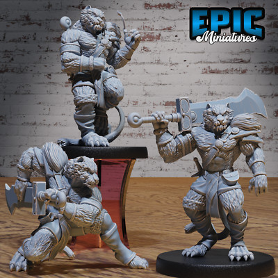 Tiger Folk Adventurer 3D Printed D&D Tabletop Gaming Figures - Epic Miniatures