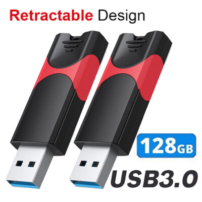 2 Pack 128 GB USB 3.0 Flash Drives Retractable Thumb Memory Sticks Data Storage