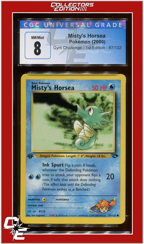 Misty's Horsea (1st Edition) graded CGC 8 for sale on eBay