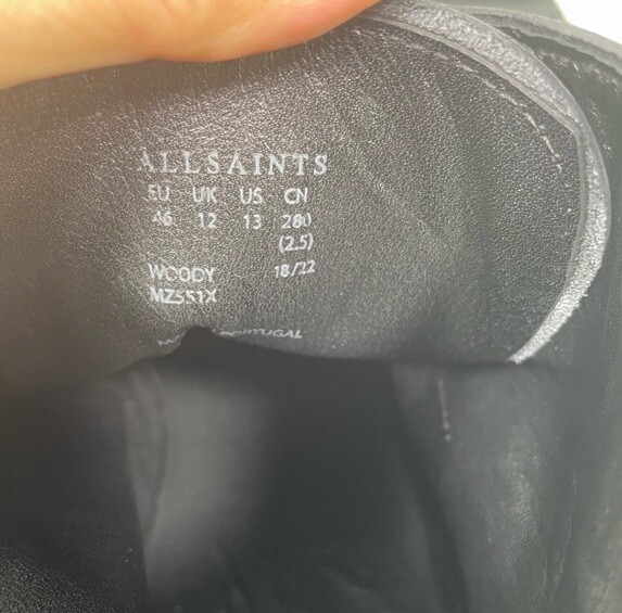 AllSaints Woody Black Leather Boots US 13 EU 46 Casual Ankle  display picture 2