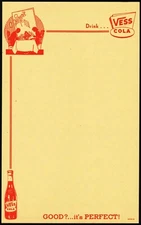 Vintage menu VESS COLA soda pop bottle and couple dining pictured new old stock