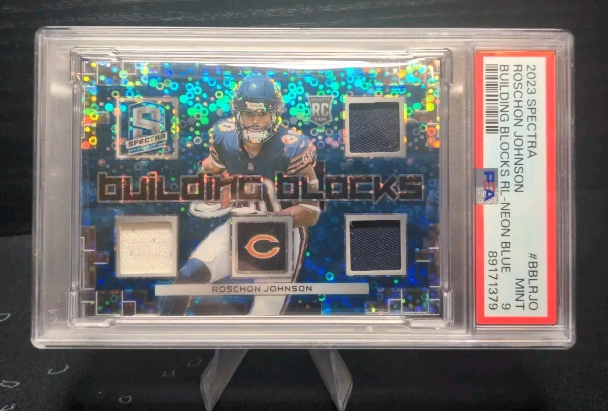 Roschon Johnson Panini Spectra Building Blocks Relics #BBLRJO Neon Blue