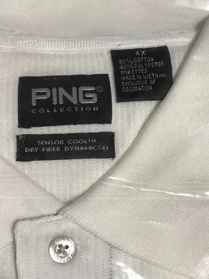 Ping Sensor Cool Golf Shirt Dry Fiber Dynamics White 60/40 Men's Size 4XL NEW - Image 3 of 4