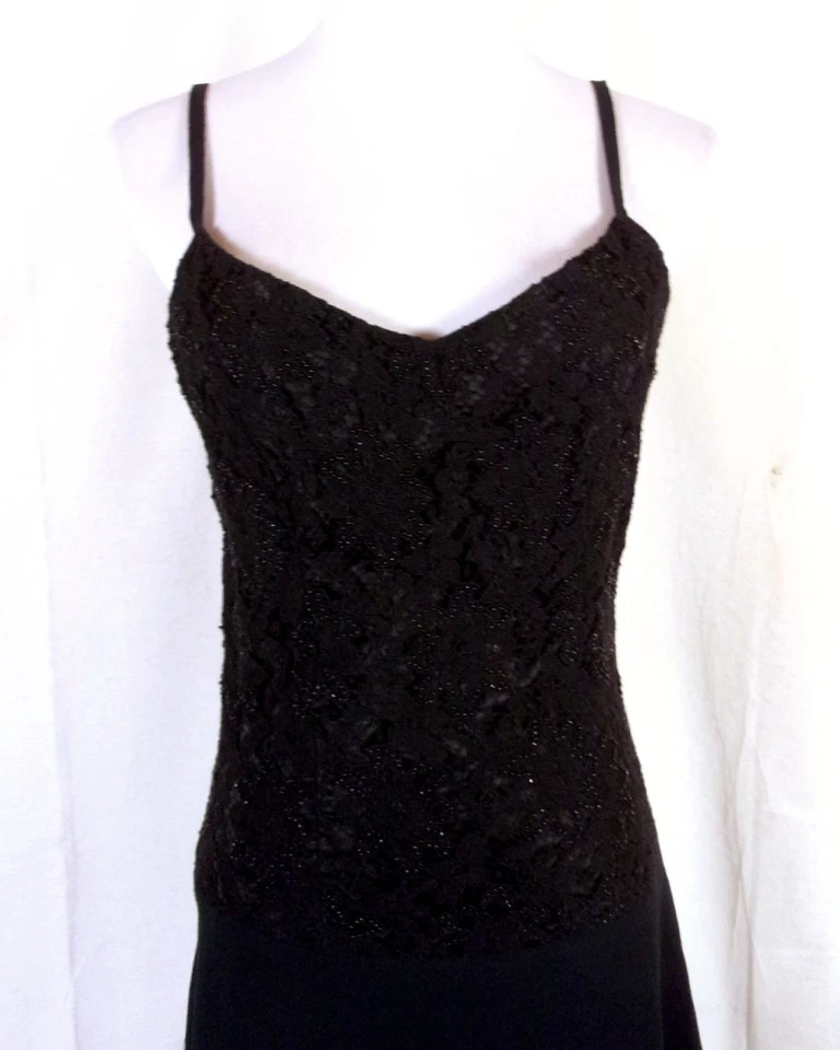 Minivestido de colección años 80 90 usado en excelente estado Carole Little Heavy Beaded Little negro talla 4 Foto 2 de 4