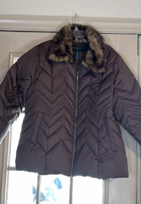 Centigrade Brown Puffer Down Coat Fur Collar 1x