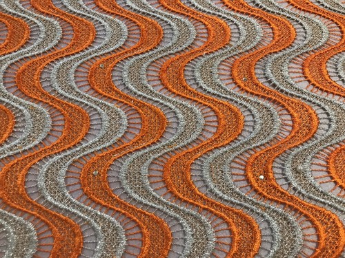 1.25 Yard Orange Gold Guipure French Venice Bridal Lace Fabric 50” Width - Picture 6 of 8