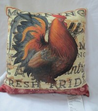 Colorful Rooster Decorative Pillows Country Farmhouse or Rustic Decor 18" Sq